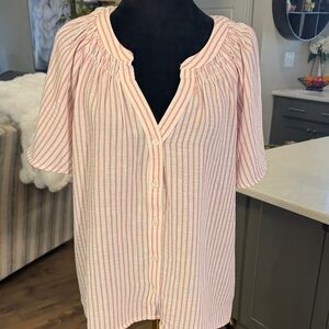 Elegant Pink Striped Button Down Shirt